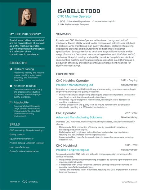 cnc machine operator resume examples|entry level cnc operator resume.